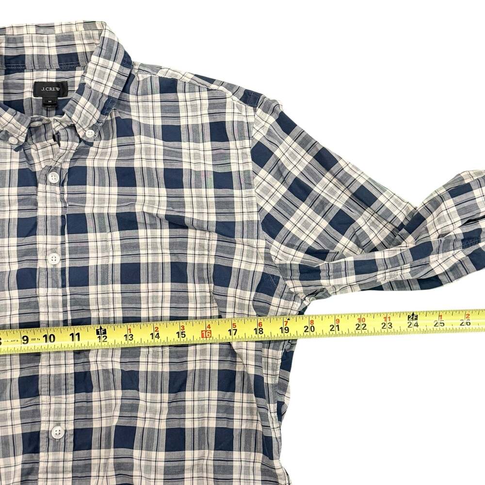 J.Crew Men's Medium Blue and White Plaid Secret Wash Button-Down Shirt - Picture 6 of 6